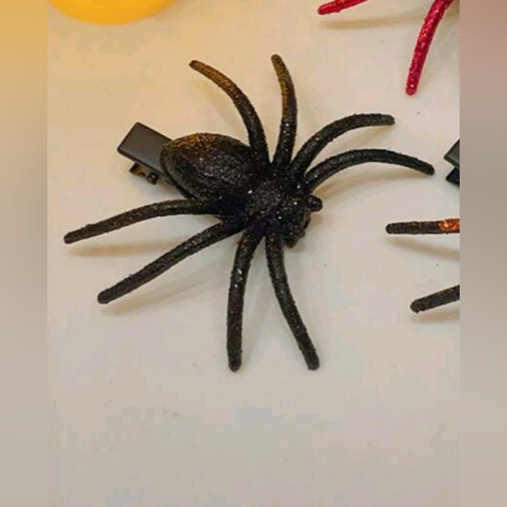 3 Glitter Spider Design Halloween Party Hairclip